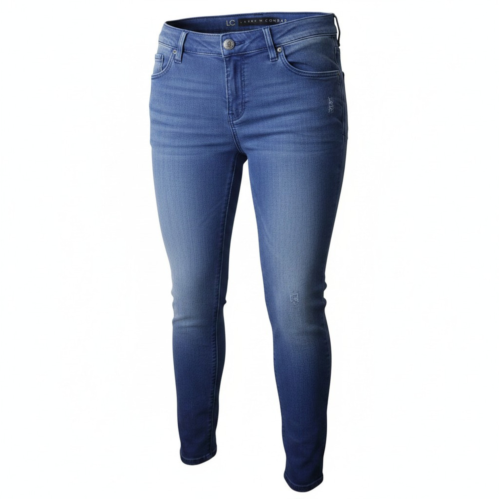 Y2K Distressed Straight Leg Jeans Size 12 Grunge Indie Blue Denim Lowkey Alt - Picture 2 of 13
